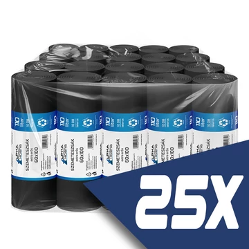 Szemeteszsák fekete 60x100 22mikron 110L 10db/tekercs (25 tekercs)
