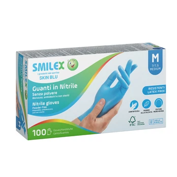 Berica Smilex Skin Blue egyszerhasználatos nitril kék vizsgálókesztyű XL, 100 db / doboz