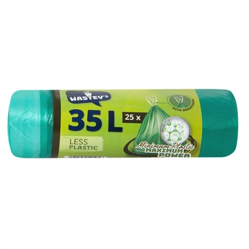 Wastey's szemeteszsák 53x60cm, 35 literes HDPE zöld, szalagos, 25 darab/tekercs
