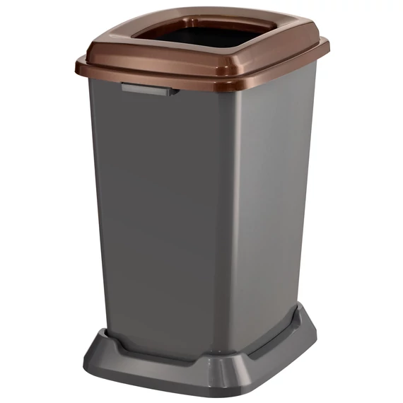 Planet Szelektív hulladékgyűjtő konténer, műanyag, nyitott fedeles, barna, 50L