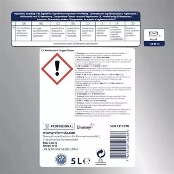 Cif Pro Formula Oxygel Ocean általános felülettisztító aktív oxigénnel 5L