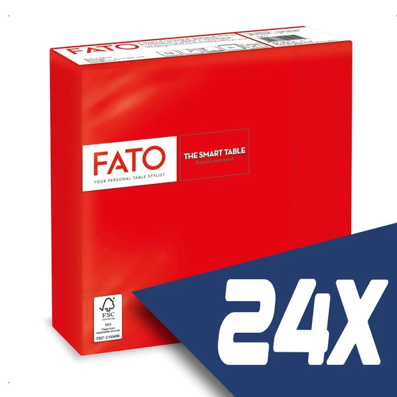 Fato Szalvéta 33x33cm piros 2 rétegű 50 lap/csomag (24 csomag)