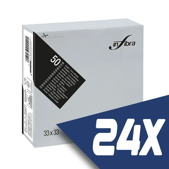 Infibra szalvéta 33x33cm szürke 2 rétegű 50 lap/csomag (24 csomag)