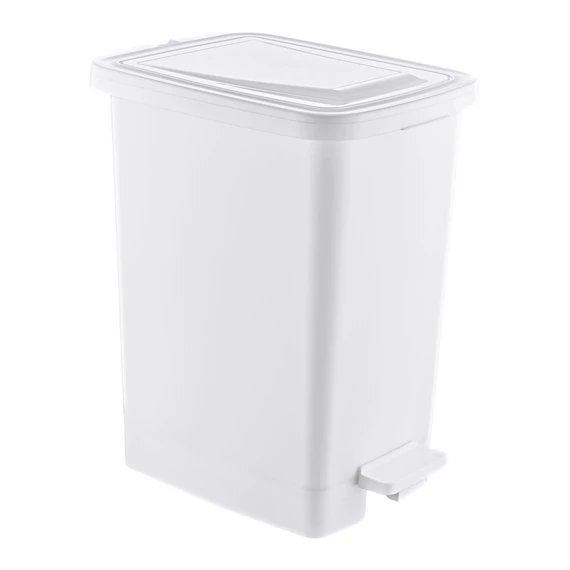 Slim Műanyag pedálos szemetes, fehér, belső vödörrel 25L