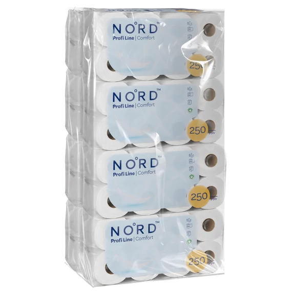 NORD Profi Line Comfort kistekercses toalettpapír 3 rétegű fehér 250 lapos 8x 8 tekercs (1 zsák)