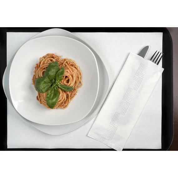 Infibra evőeszköztartó fehér színű 2 rétegű 38x38 fehér szalvétával 125 darab/csomag