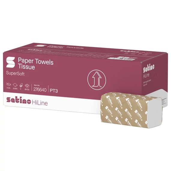 Satino Wepa Prestige V hajtogatott kéztörlő 2 rétegű, cellulóz 25x23cm, 3000 lap/karton