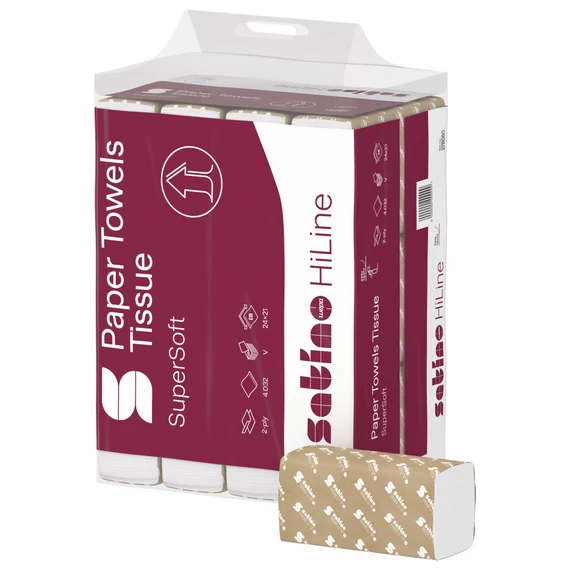 Satino Wepa Prestige V hajtogatott kéztörlő 2 rétegű, cellulóz, 24x21cm, 4032lap/zsák