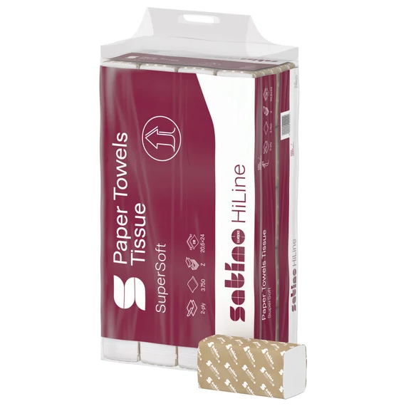 Satino Wepa Prestige Z hajtogatott kéztörlő 2 rétegű, fehér, 20,6x24cm, 25x150 lap/karton